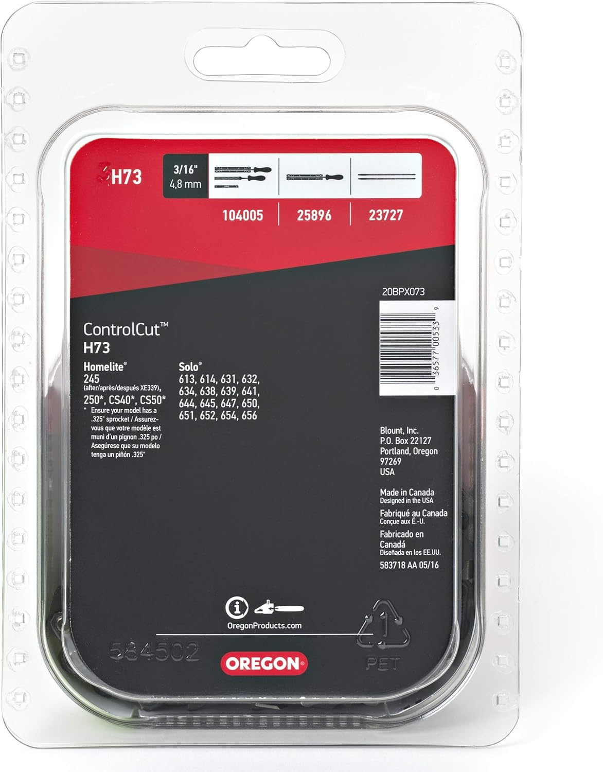 Oregon H73 Controlcut 18-Inch Chainsaw Chain, Fits Homelite, Solo image number 3