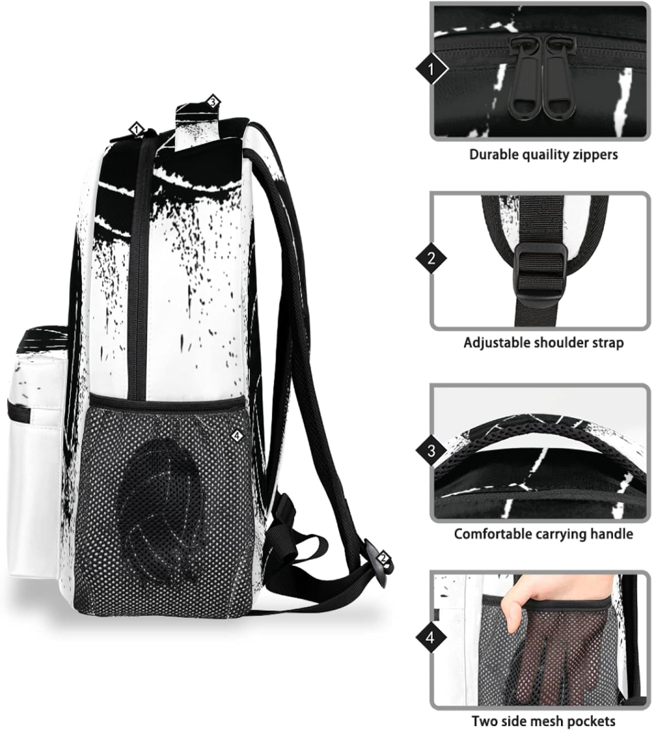 Tropicallife Volleyball Pattern Backpack Lightweight Waterproof Travel Rucksack Ball Movement Stylish Backpack for Man Women image number 4