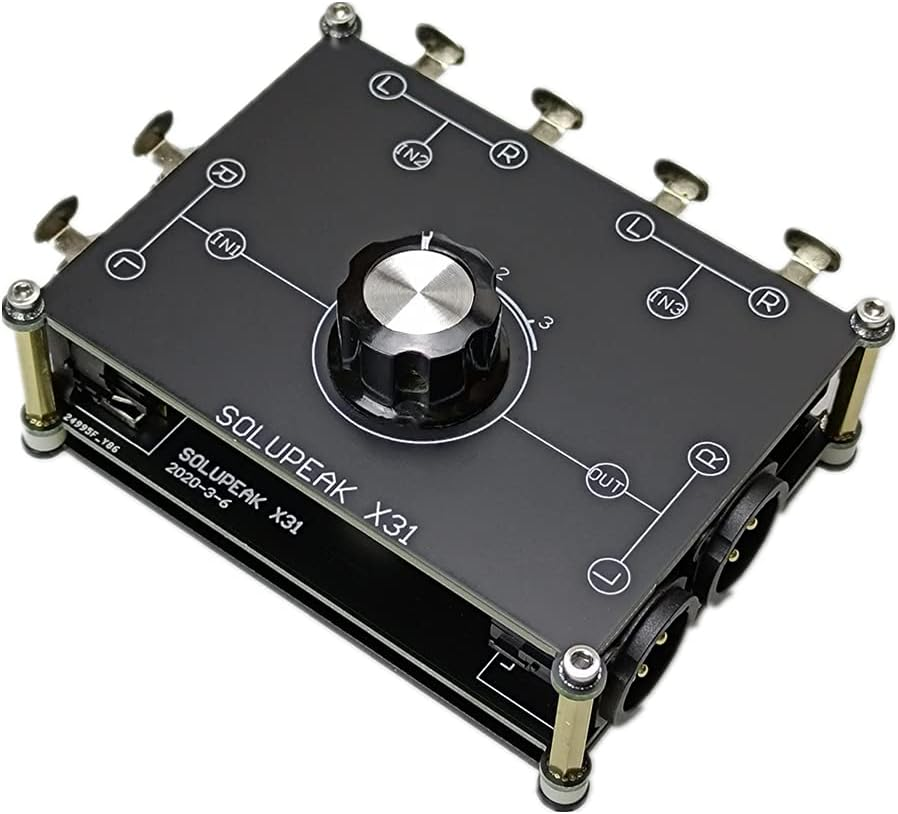 SOLUPEAK 3-Way XLR Stereo Audio Switch Box, Balanced Audio Converter, Passive Signal Source Audio Input Selector Switcher Splitter Box 3 in 1 Out (X301)