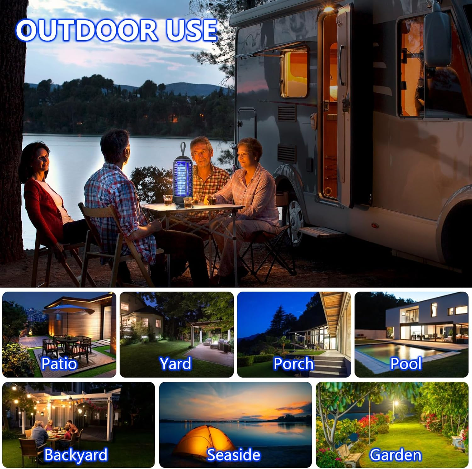 Bug Zapper Outdoor Rechargeable 2 in 1 Wireless Mosquito Killer Lamp 2500Mah Bug Zapper Electric Trap Ideal Bug Zapper Indoor for Patio, Home, Backyard, Yard, Garden, Campsite (Black) - Black image number 6