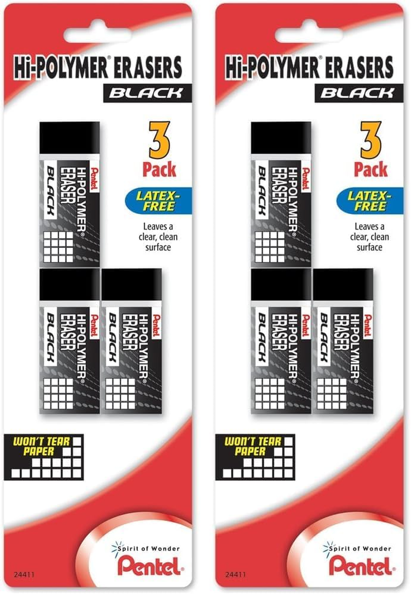 Pentel Hi-Polymer White Cap Erasers 10 Pack ZEH02BP10