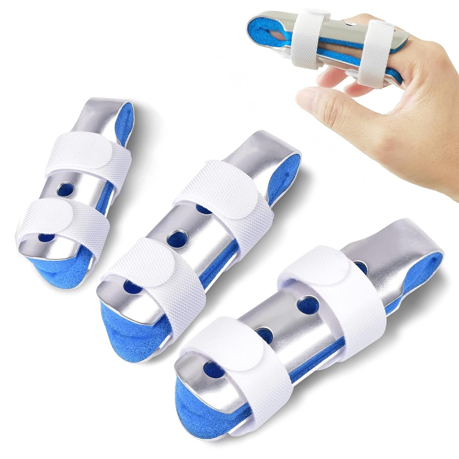 Finger Splint, 3-Size Pack Finger Support Brace Finger Stabilizer for Broken Fingers Straightening Arthritis Knuckle Immobilization image number 1