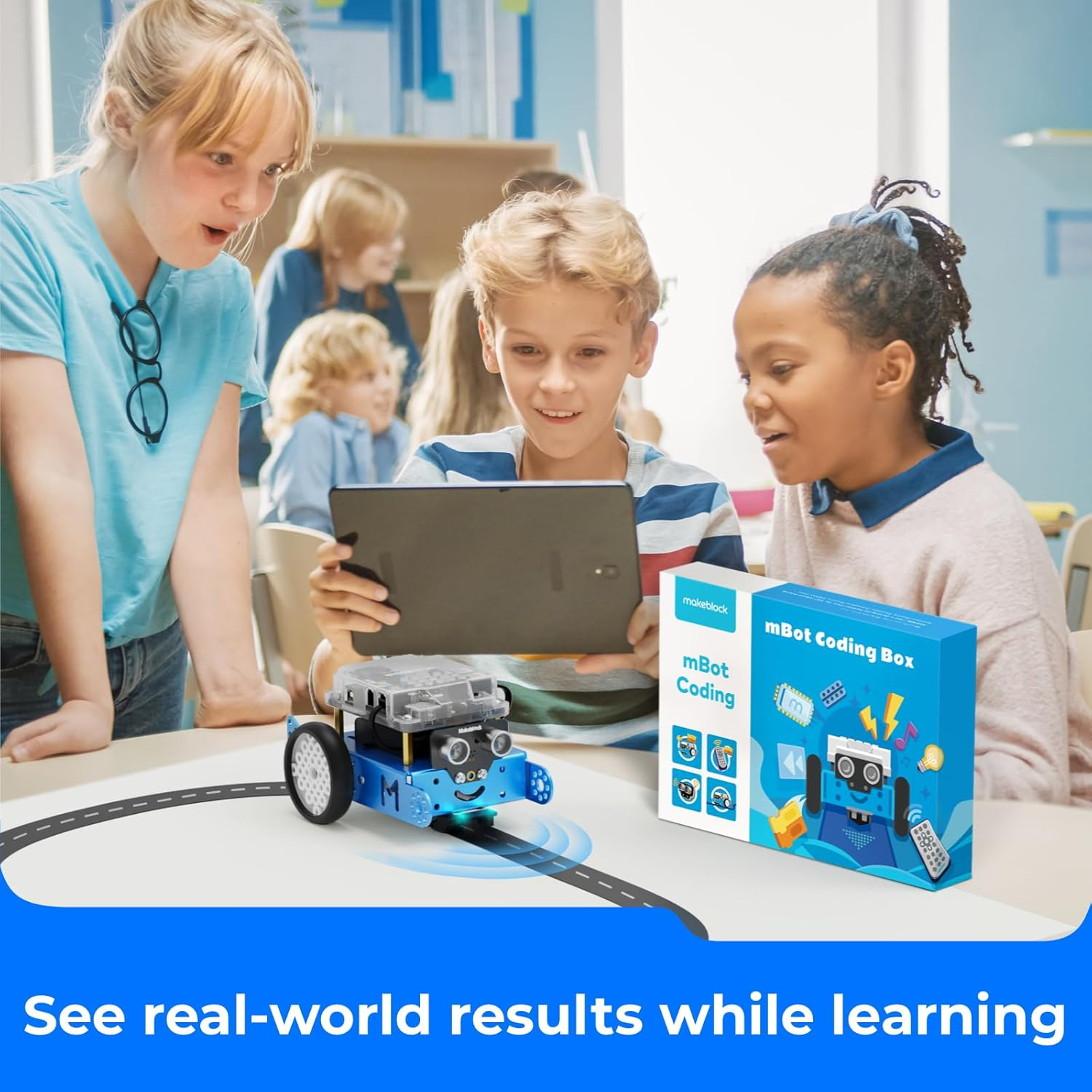 Makeblock Mbot Robot Kit with Scratch Coding Box, Robotics for Kids Ages 8-12 to Learn to Code with Scratch & Arduino, STEM Toys Robot Kits for Kids Age 8-12, Programming for Boys and Girls Age 8+