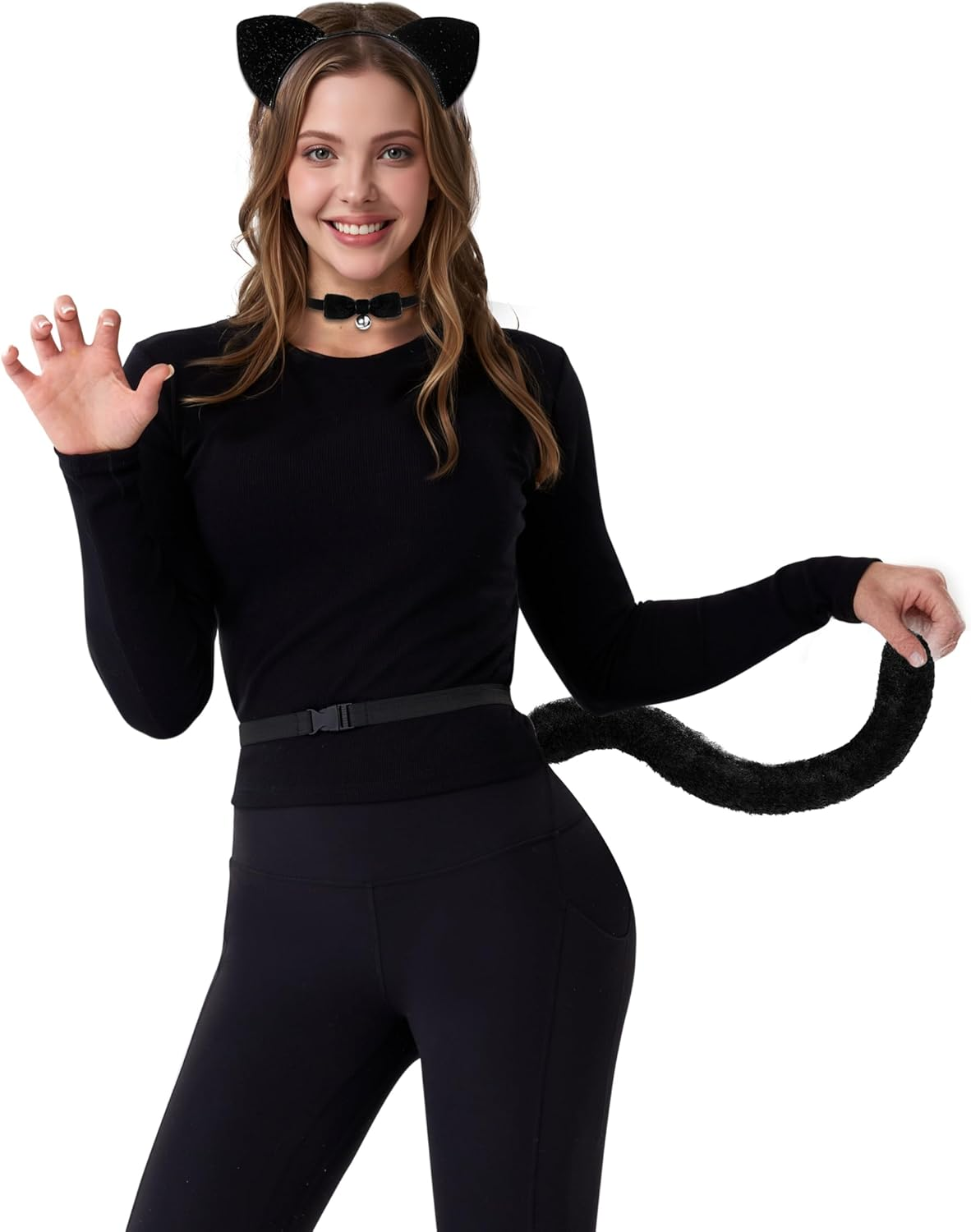 Spooktacular Creations Halloween Black Cat Dalmatian Fox Costume Accessories Set with Ears Headband with Choker Bow Tie Tail image number 3