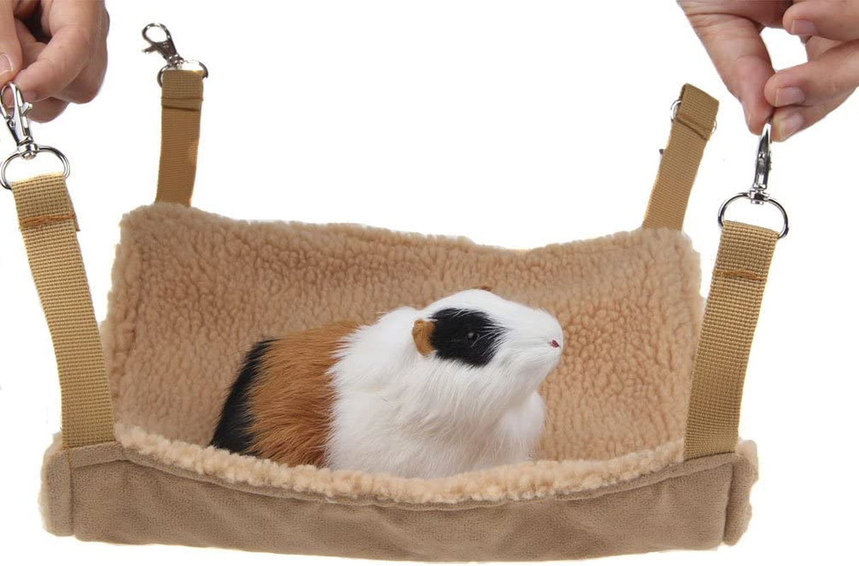 Emours Small Animal Hammock Hamster House Hanging Bed Cage Toys for Mice Rats Ferret Chinchilla and More Brown