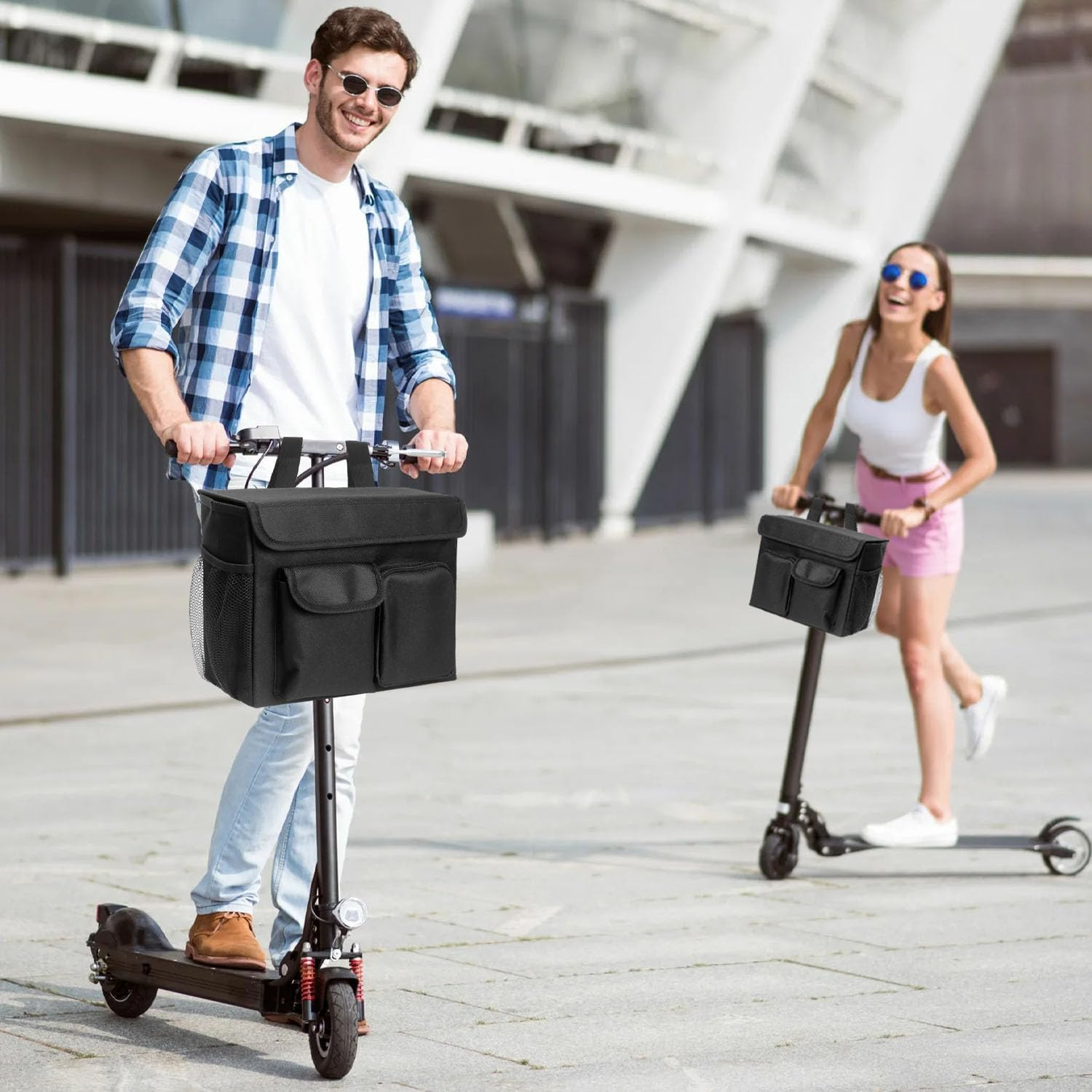 Electric Scooter Basket - Convenient Mobility Scooter Bag with 14-In Laptop Pocket and Cup Holders, Easy Installation for Bike, Mobility Scooter Accessories for Adults image number 6