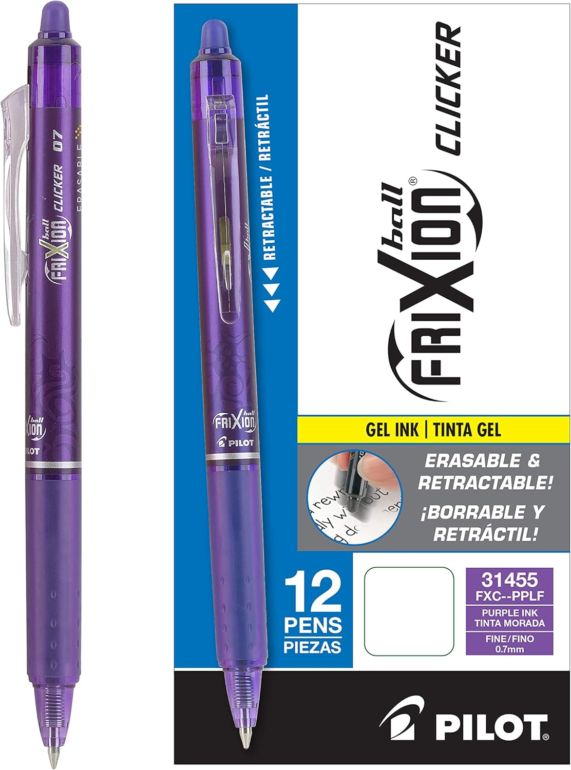 PILOT Frixion Clicker Erasable, Refillable & Retractable Gel Ink Pens, Fine Point, Red Ink, 2-Pack (31462) image number 5