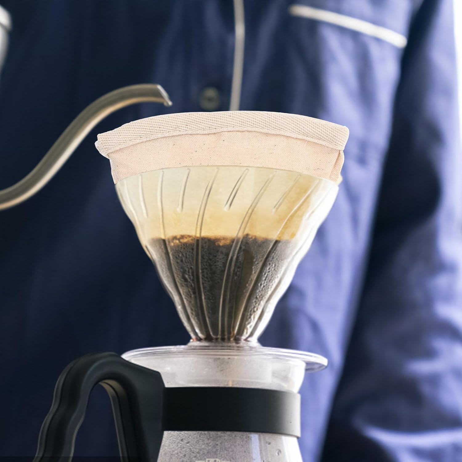 TOPPERFUN 2Pcs Reusable Cotton Coffee Filter Bag Food-Grade Fine Mesh Straining Pouch for Tea Soymilk Cold Brew Easy to Clean and Store Filter for Brewing and Filtering Residue