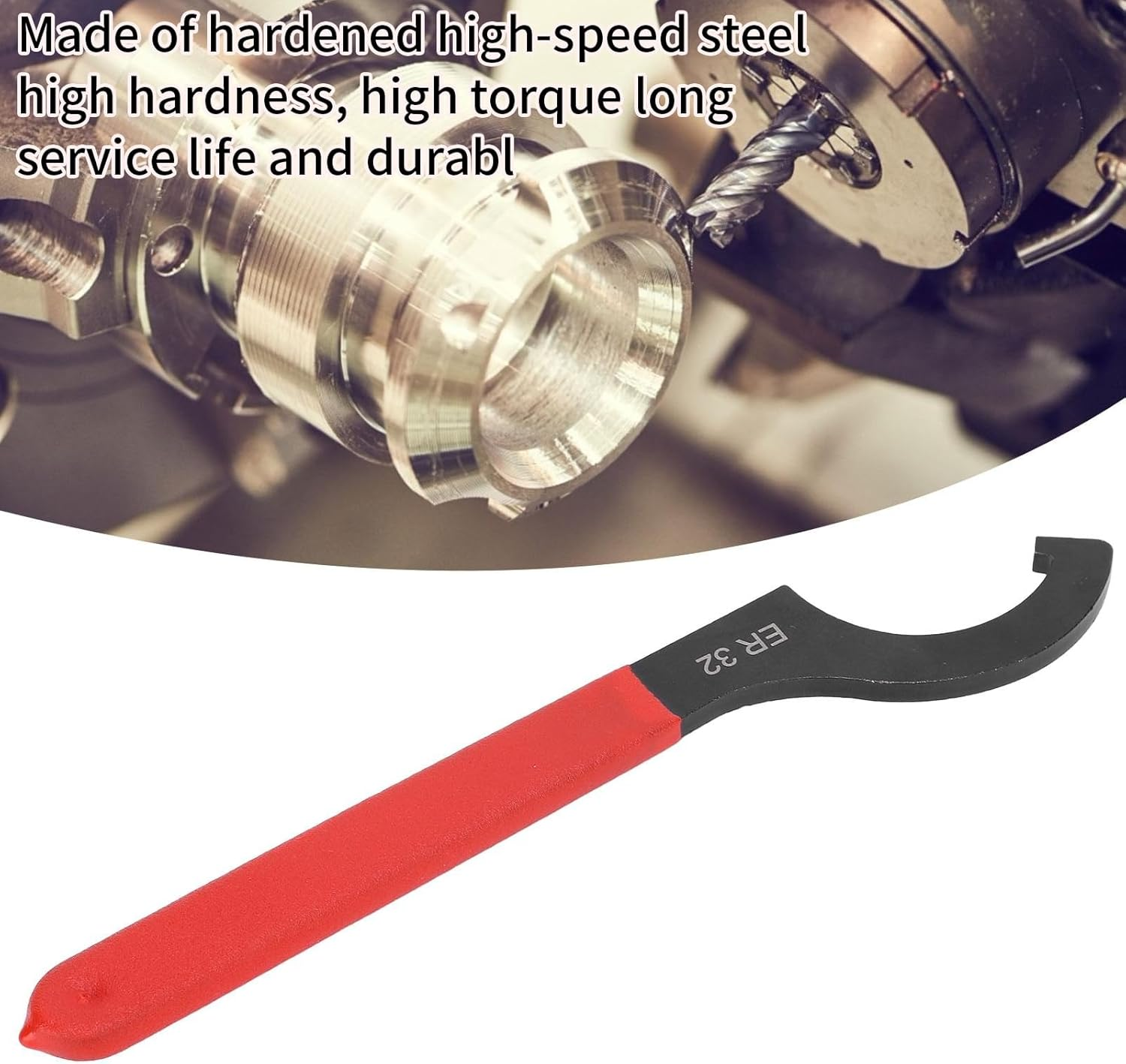ER32-UM Hook Wrench, High Speed Steel Collet Wrench, Replacement Spring Nut, Collet Replacement Tool, Durable Wrench for Efficient Clamping of Workpieces image number 2