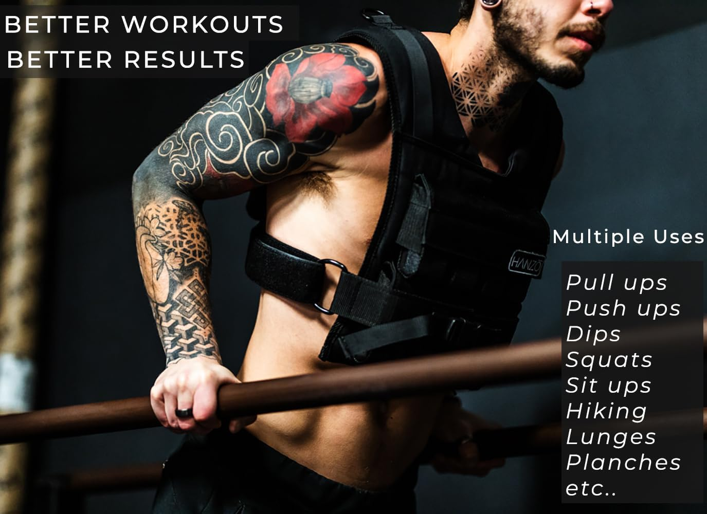 Premium Weighted Vest for Training. Body Weight Workout Weight Vest 25Lbs/35Lbs/45Lbs/65Lbs, Adjustable Weighted Vest Men for Calisthenics, Crossfit, Home Workouts image number 5