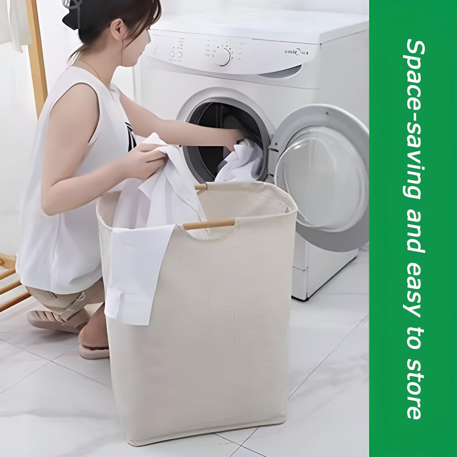 MOTRAIN Laundry Basket, 36L Foldable Laundry Hamper Bathroom Storage with Handle, Laundry Basket for Bedroom, Bathroom, Dorm, Laundry Room image number 4