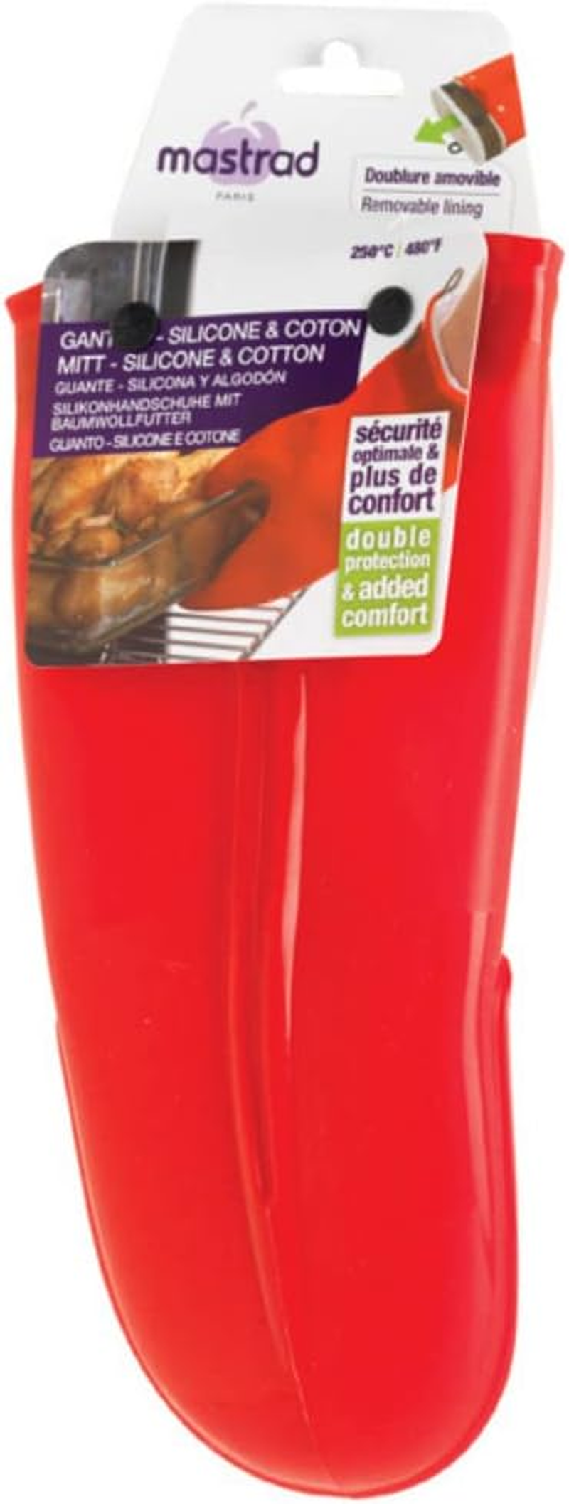 MASTRAD Gant Orka Tex - Oven Glove Made of Silicone and Cotton - Non-Slip Grooves - Very Durable and High Safety - Easy to Use; Washable, Comfortable, Ambidextrous, 140 X 40 X 292 Cm image number 3