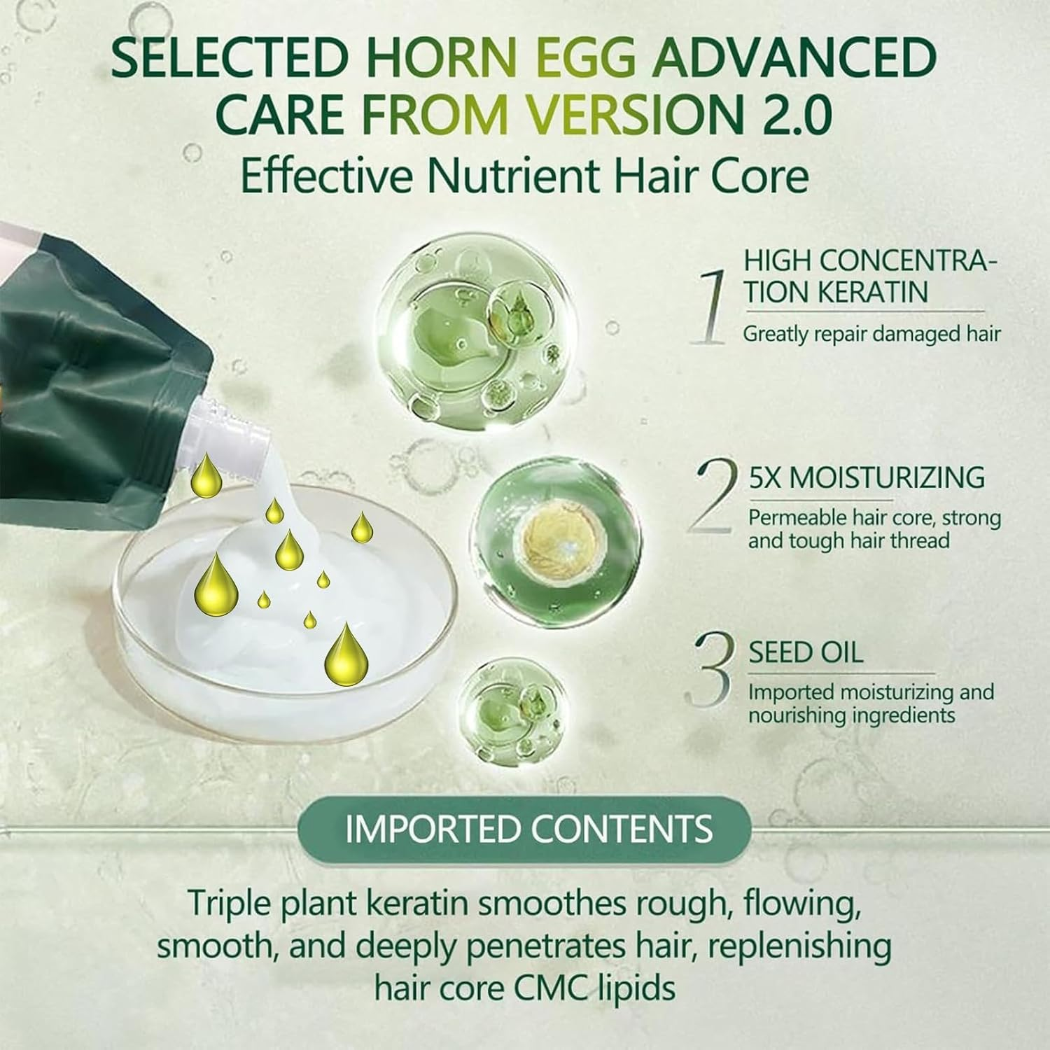 HLMULL Polypeptide Keratin Hair Restoring Cream, Hydrating Smooth Damage Repair Cream, Keratin Hair Mask Deep Conditioner - 2Pcs image number 6