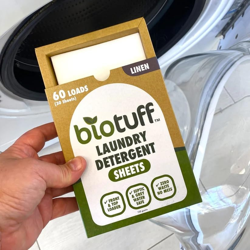 Biotuff Laundry Detergent Sheets - Eco Friendly & Biodegradable - Plastic Free, Zero Waste Laundry Solution - Powerful Cleaning for Fresh, Soft & Stain Free Clothes | 30 Sheets