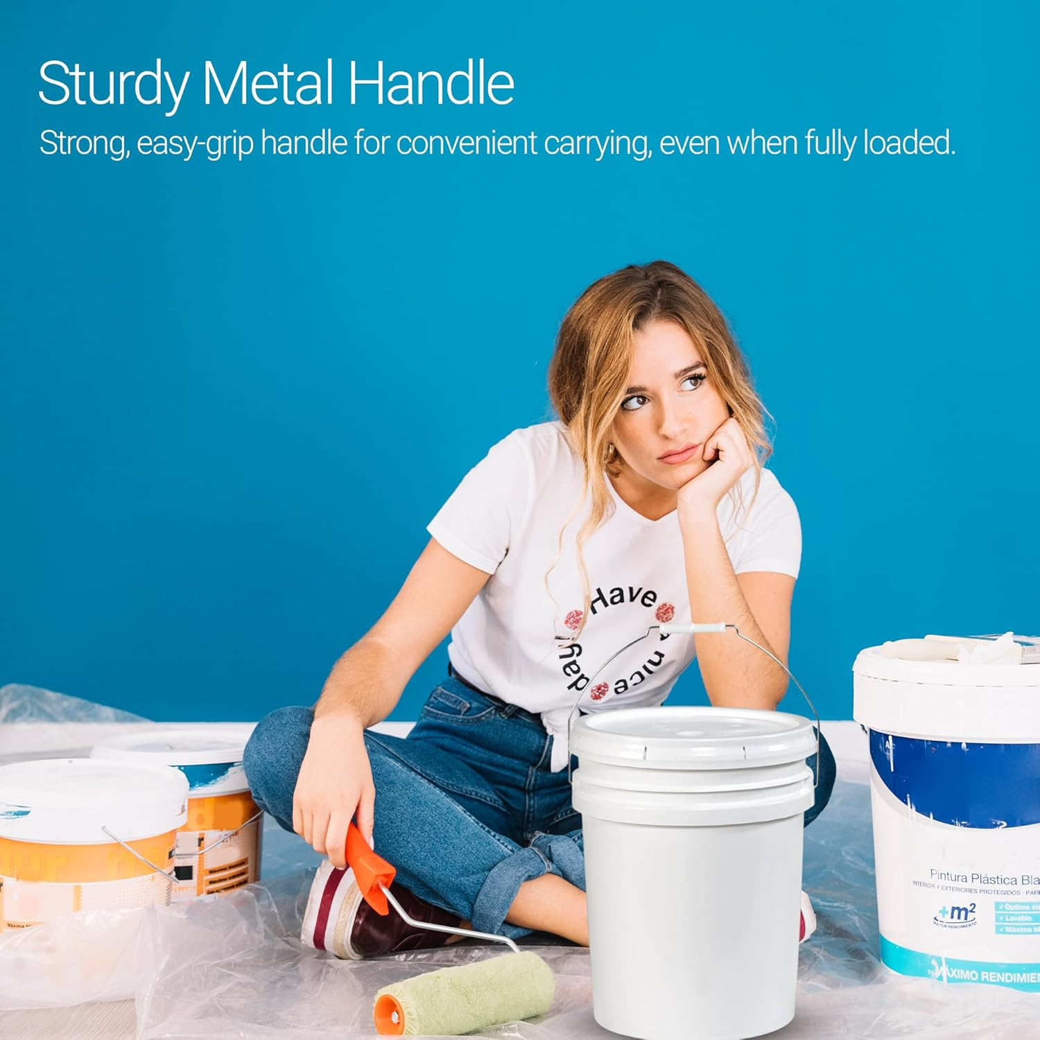 Empty Paint Buckets 5 Pack with Lids &ndash; 20L White Plastic PP Storage Containers with Secure Seal &ndash; Durable Heavy-Duty Buckets for Paint, Adhesives, Chemicals, Feed & Multi-Purpose Use image number 4