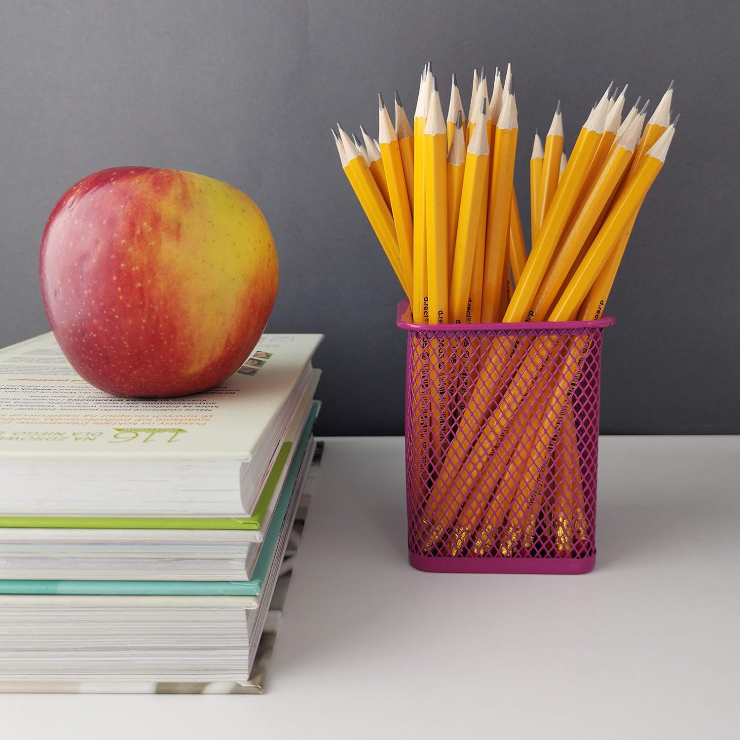 D.RECT Metal Square Pen Holder, Pen Holder, Cube Made of Wire Metal, Mesh Multifunctional Cup for Ballpoint Pen, Pink, 110849 image number 3