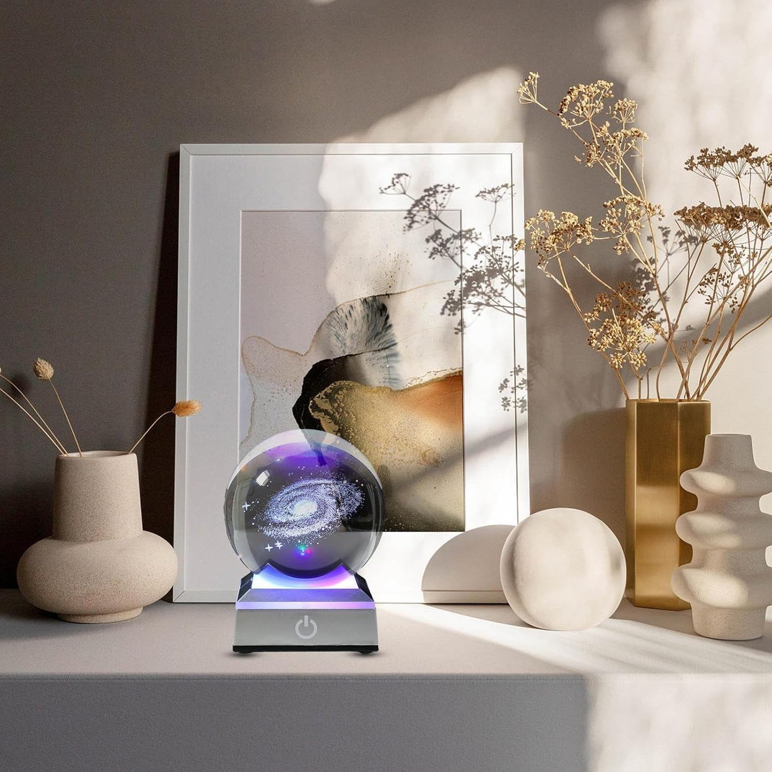 Galaxy Crystal Ball | 7 Colors Clear Glass Sphere Light with LED Stand | Bedroom Decor for Boys, Girls, Kids, Children, 2.36 Inches Buniq image number 6