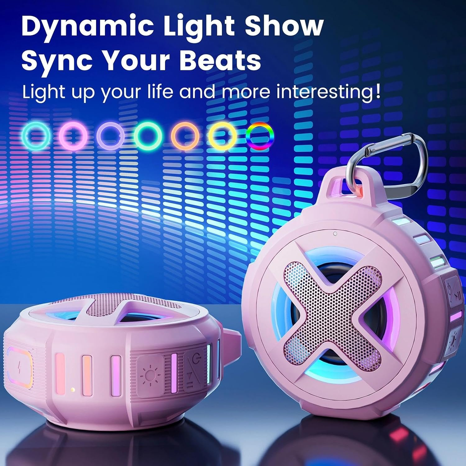 Xleader Portable Bluetooth Shower Speaker Pink - Pink image number 5