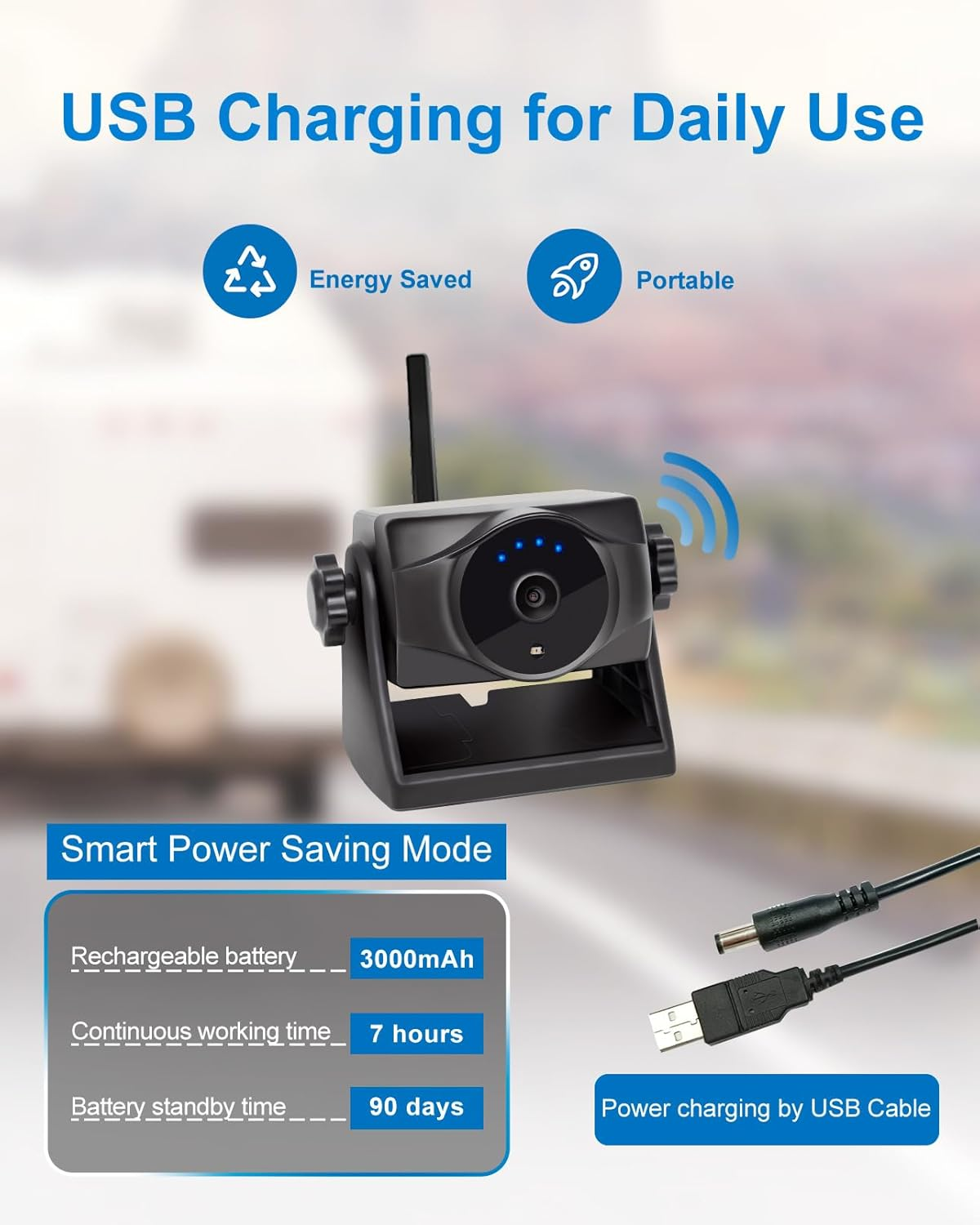 INSEETECH 1080P Magnetic Wireless Reversing Camera,90 Days Standby Rechargeable Battery, Waterproof Ip69K,Night Vision, Rear/Front View Camera for Caravan Trailer Pickup RV Car for Iphone Ipad Android image number 6