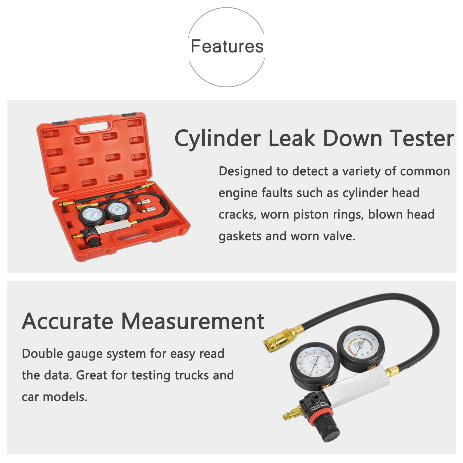 Automotive Cylinder Leakage Leak down Tester Kit Detector Engine Compression Gauges Set image number 4