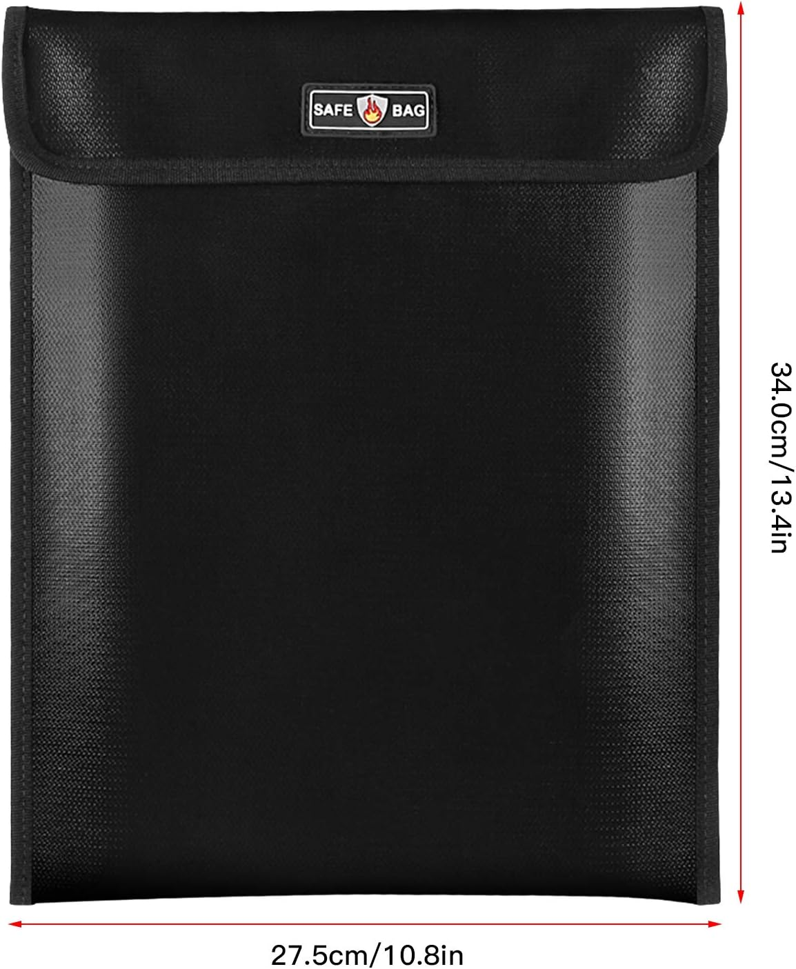 Fireproof Document Bag 13.4 10.8In Durable Safe Storage Pouch for Cash File Documents Jewelry Passport Valuables Black Silver Home Office Use (Black) - Black image number 5