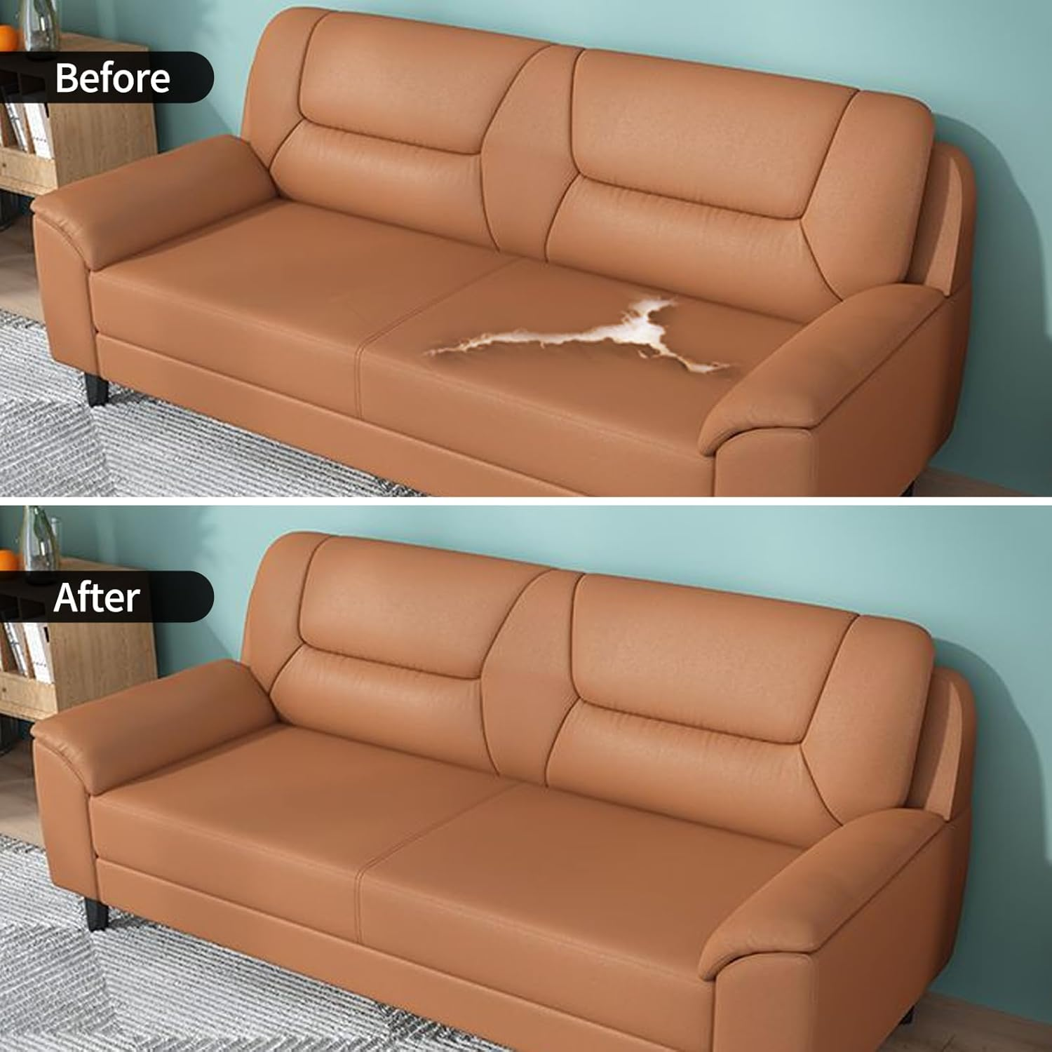 Leather Repair Patch, Self Adhesive Good Stickiness Waterproof Cuttable Couch Repair Tape, Reupholster Soft Flexible Leather Patches for Sofa (40 X 200Cm, Light Brown) image number 5