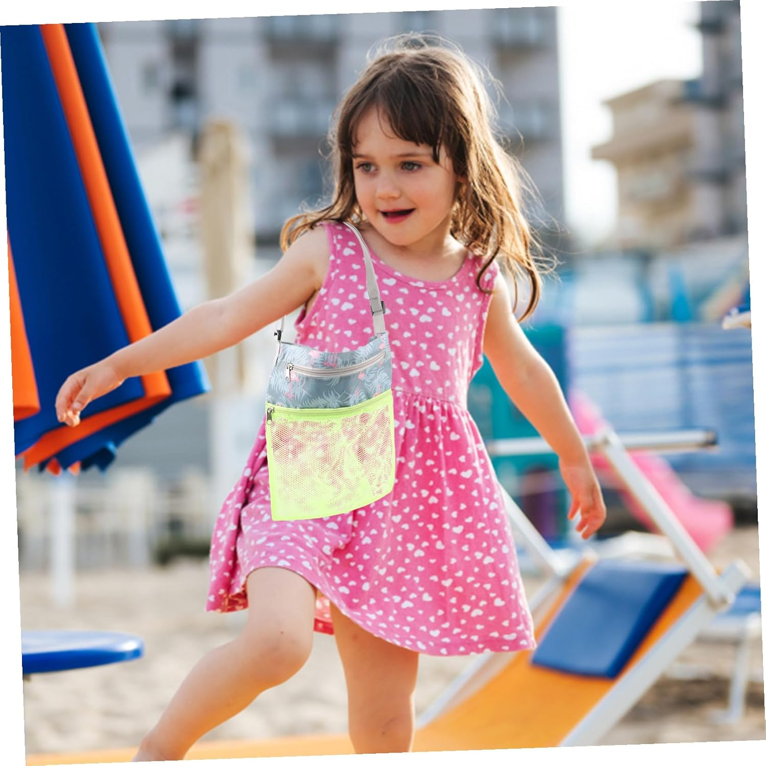 DIKACA Wear-Resistant Portable Mesh Beach Bag with Dual Zipper Pockets Capacity Collecting Supply Tote for Towels Swim Gear Outdoor Travel and Camping Lightweight for Adults image number 1