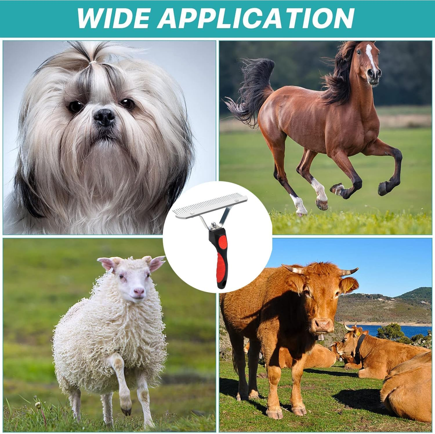 Paifeancodill Cleaning Brush, Horse Sweat Scraper Pet Horse Hair Brush, Horse Nail Rake Comb Steel Comb for Hair, Horse Hair Comb Horse Brush Horse Shedding Comb Horse Hair Brush Pet Dematting Brush image number 1