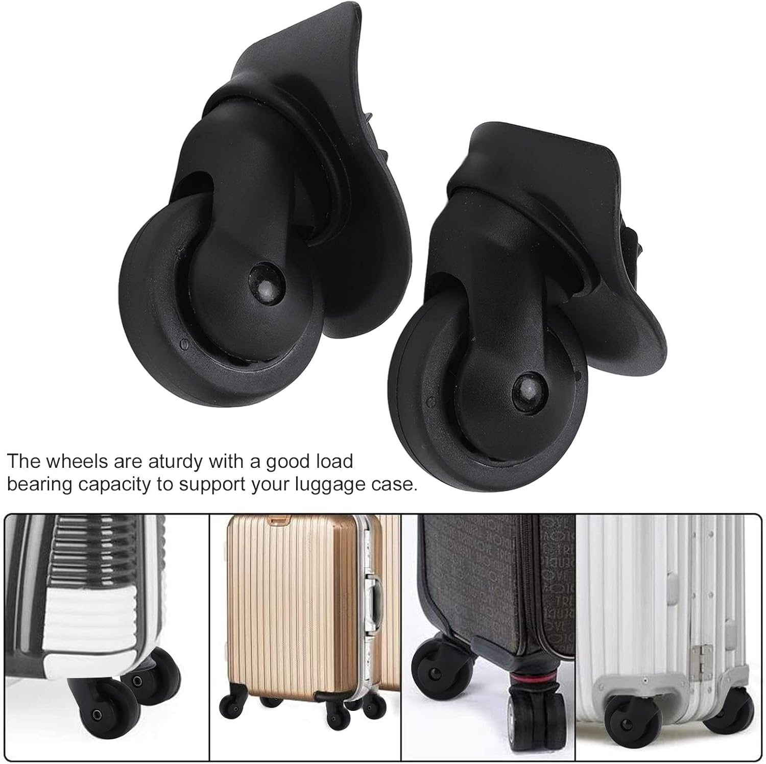 TOUISEDGI Suitcase Caster, Sturdy Durable 1 Pair Luggage Casters Wheels Repalcement for Suitcase Black Wheels A52 273G Black
