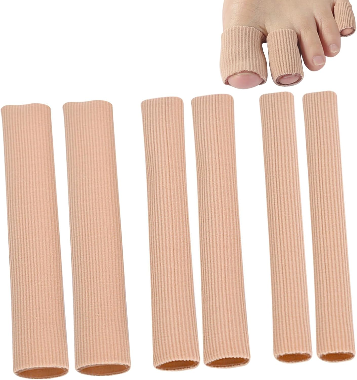 6Pcs Toe Tubes with Gel Cushion, Silicone Toe Sleeves Toe Caps and Toe Protectors for Men Woman, Toe Covers Toe Guard for Feet (6) image number 2