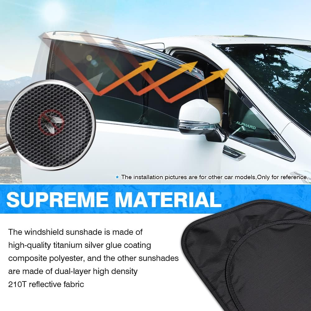 T TGBROS Window Sunshade Custom Fit for Toyota Camry 2012-2017 Accessories Windshield Side Rear Window Full Set Car Sun Shades Foldable Blocks UV Rays Keeps Your Vehicle Cool 6PCS image number 3