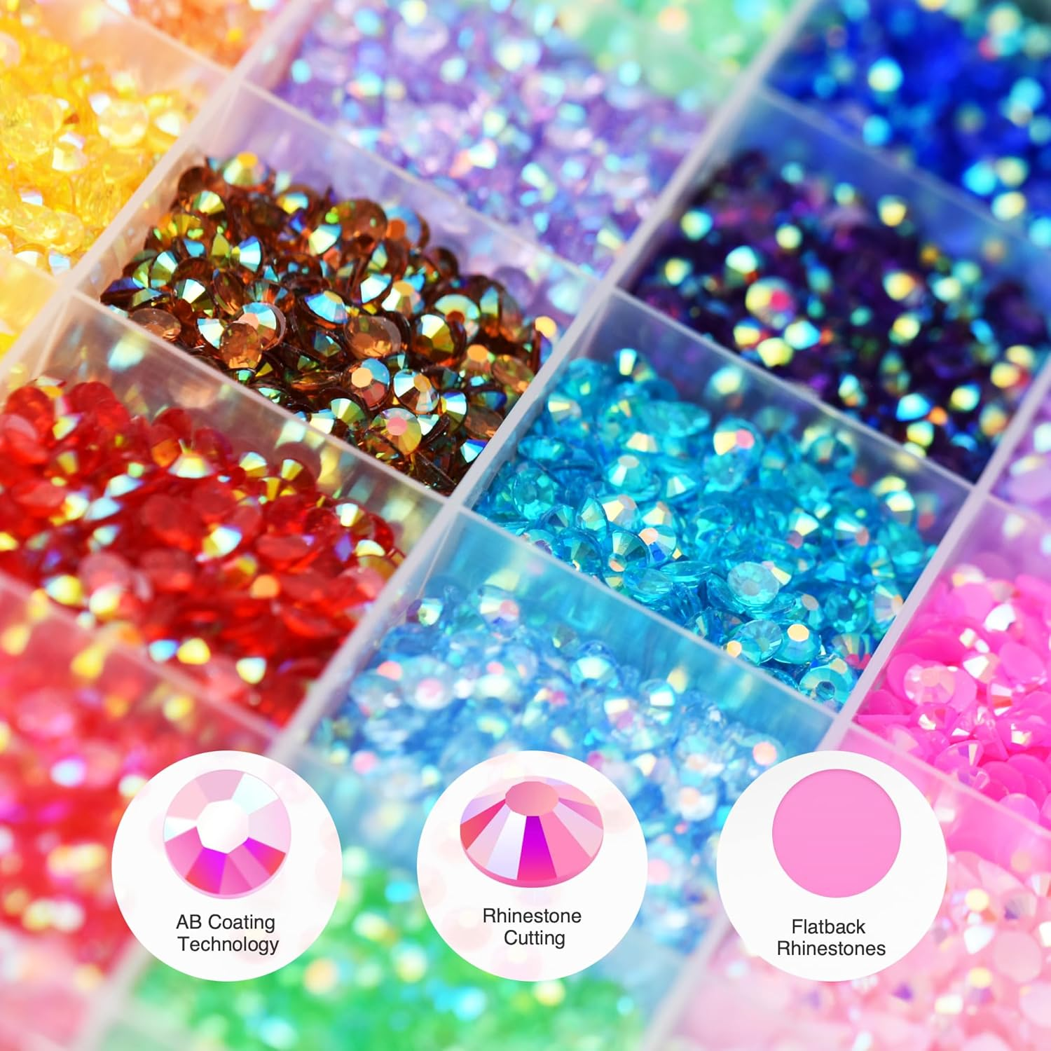 5Mm Rainbow Rhinestones, Clear Crystal Bling Colored Resin Jelly Rhinestones for Crafts, Tumblers, Clothes, Shoes, Nail Art Decoration (8000Pcs) image number 5