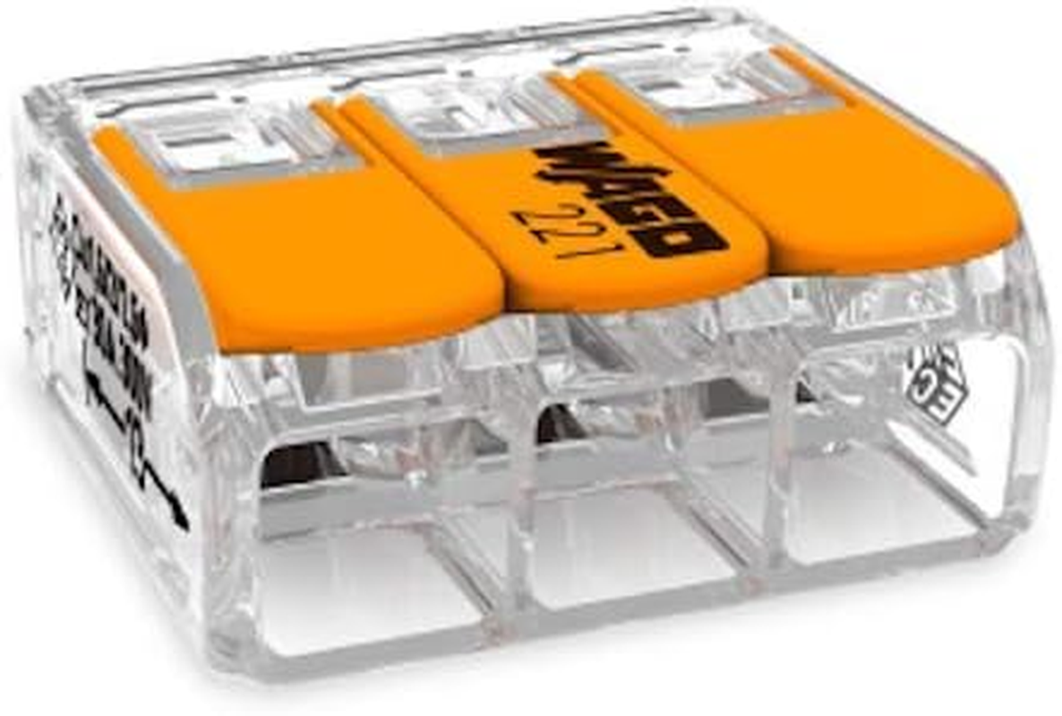 WAGO Set of 50 Wago Connection Terminals 20 X 2 Cores 20 X 3 Cores 10 X 5 Cores with Lever 0.2-4 Mm&sup2; Small Design Transparent