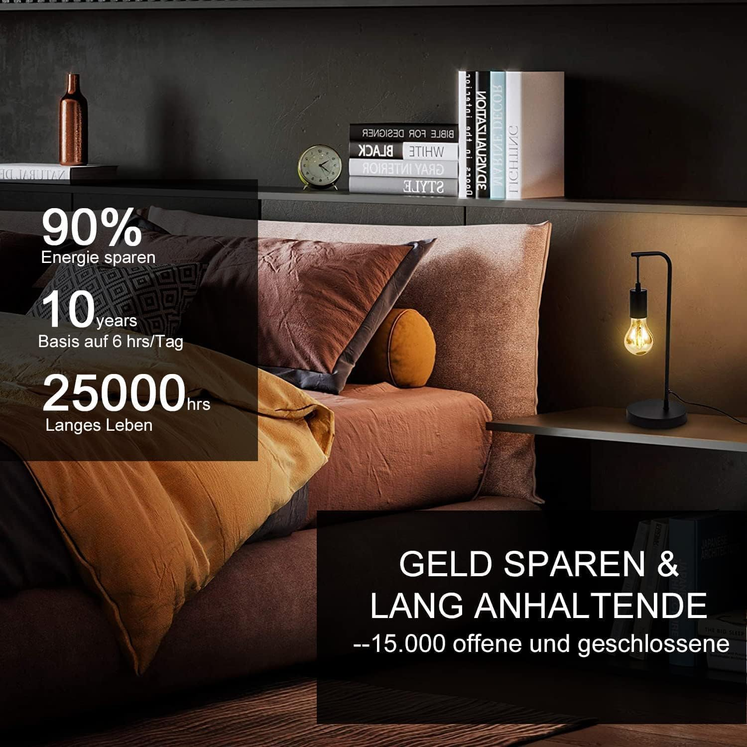 Edison Vintage Light Bulb, Edison LED Lamp Warm White E27 4W 2700K Retro Light Bulb Vintage Antique Light Bulb 470 Lumen Ideal for Nostalgia and Retro Lighting in Family Hotel Bar Etc. Pack of 6 image number 1