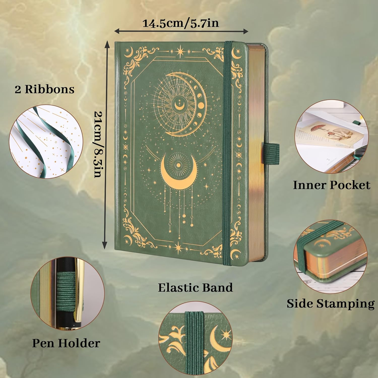 TIEFOSSI Bullet Dot Journal, 160Gsm 190 Numbered Pages, Diary for Work & Sketching, A5 Hardcover Leather Journal for Writing Women Men image number 2