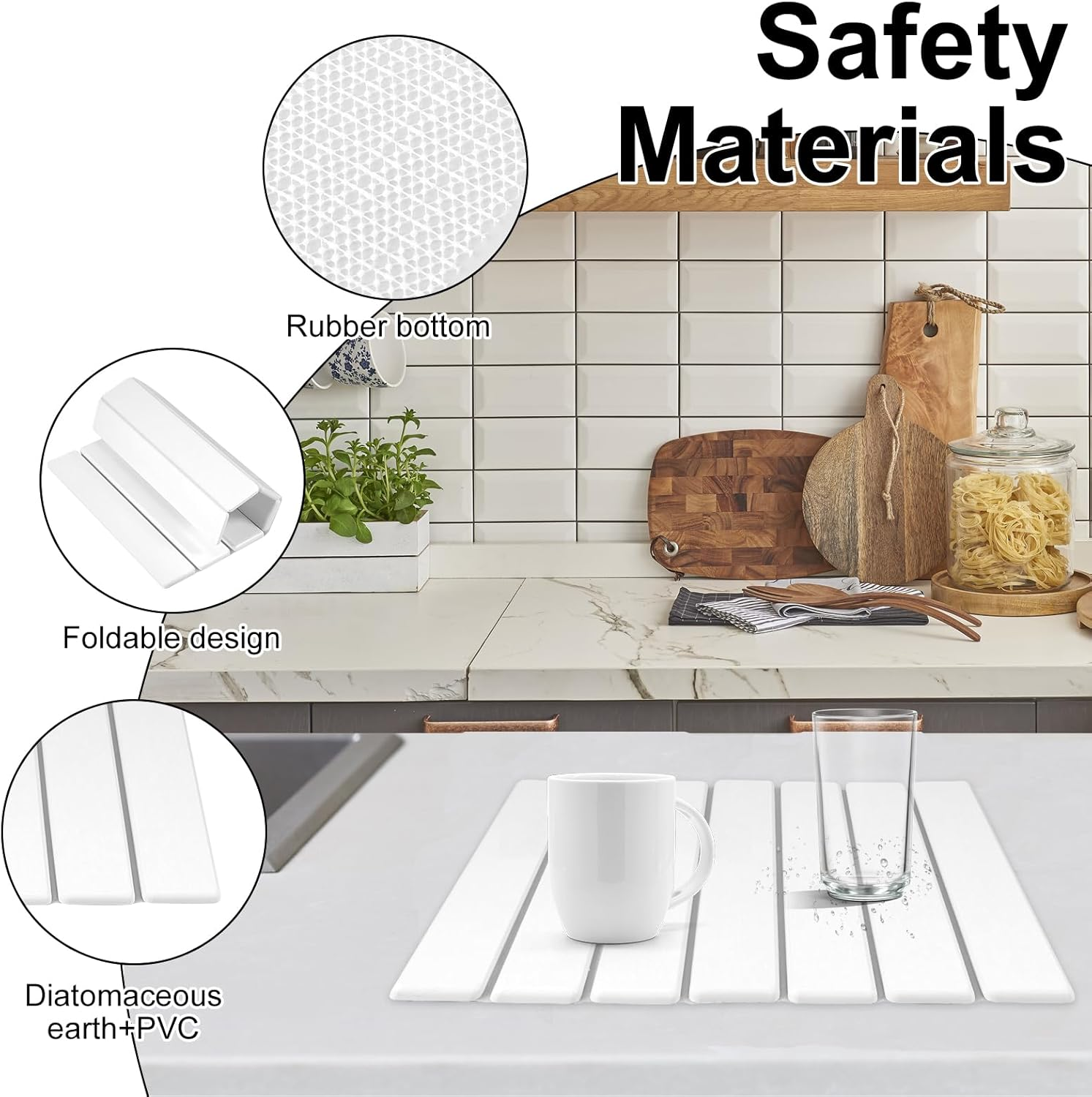 Stone Drying Mat Foldable Stone Dish Drying Mat Nonslip Stone Drying Pad Reusable Dish Drainer Mat Multifunctional Stone Kitchen Drying Mat Large Diatomite Drying Mat for Home