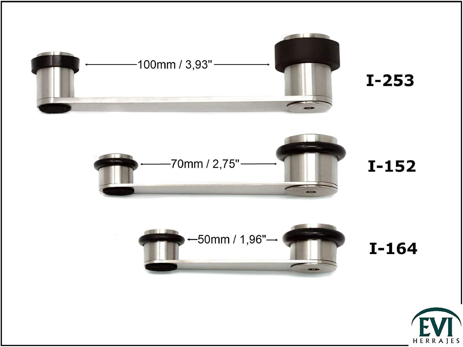 EVI Herrajes I-152-T &ndash; RETAINER Door Stop, Matt Inox Finish (Stainless Steel) Transparent Rubber image number 5