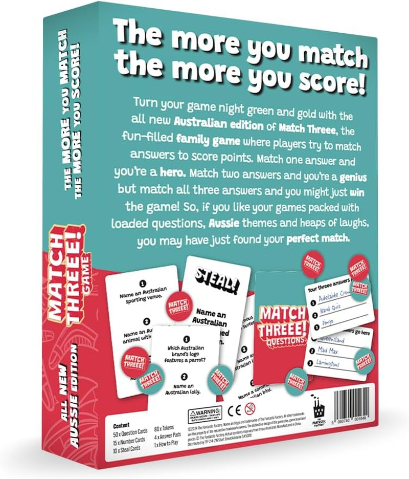 Match Three | Family Board Game | a Game for Aussies, Designed by Aussies image number 1