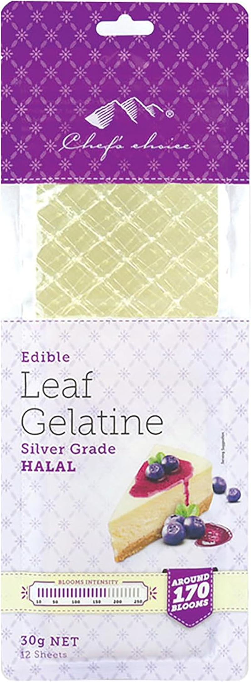 Chef'S Choice Gelatine Leaf Sheets Silver Halal 30G (12 Sheets) image number 1