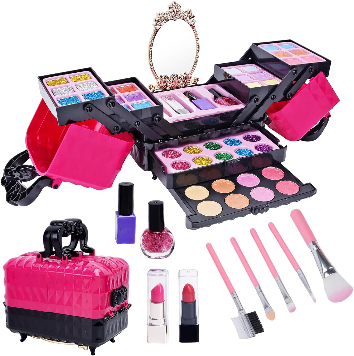 OLIGEI Kids Makeup Set for Girl, 52 Pcs Washable Non-Toxic Girl Toys Pretend Makeup Kit for Toddler, Princess Dress up Christmas & Birthday 3 4 5 6 7 8 9 10 11 12 Year Old Girls image number 1