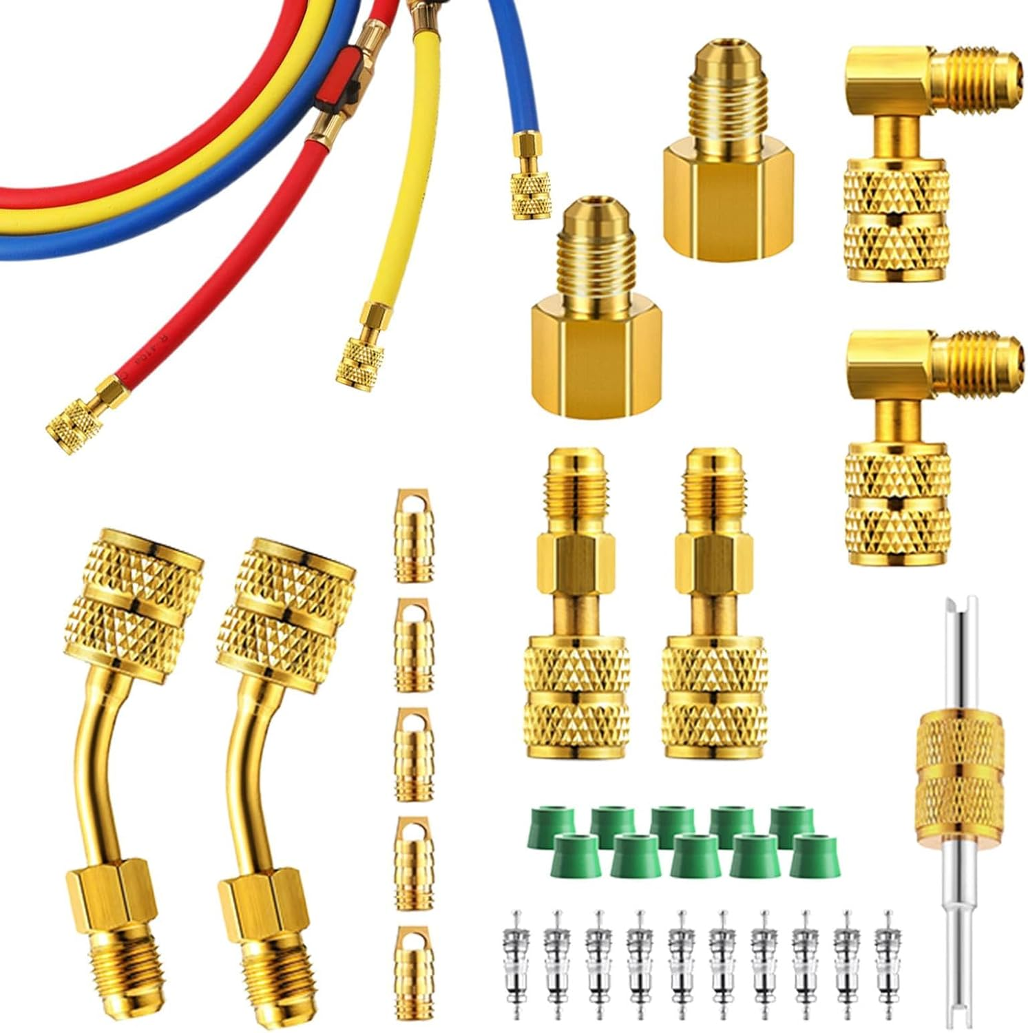 Generisch R410A HVAC Adapter, R410A Adapter Kit | Brass AC Fittings and Adapters, Air Conditioning Adapter - Versatile AC Quick Connect Refrigeration Adapter for Split Air Conditioners, HVAC image number 3