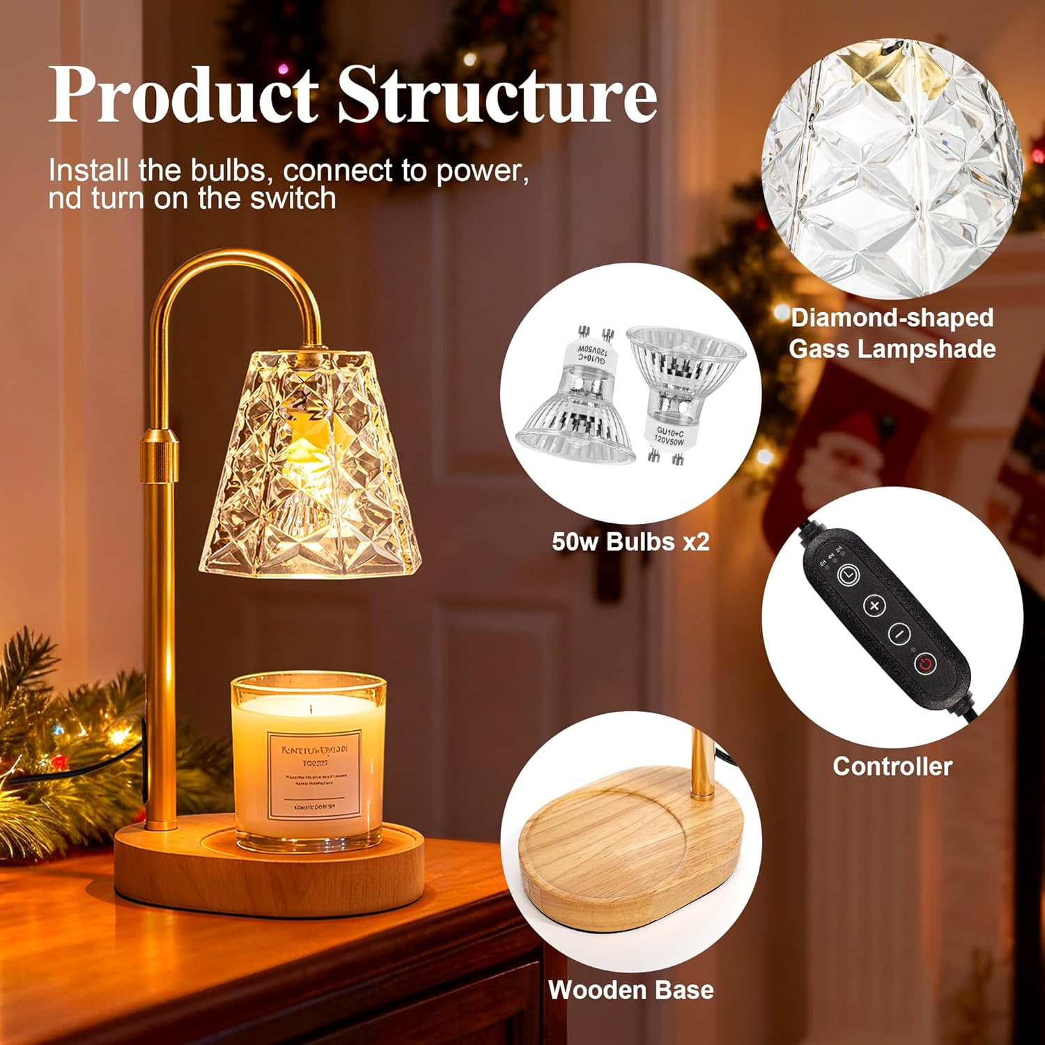 Candle Warmer Lamp with Timer, Birthday Gifts for Women Mom, House Warming Gifts New Home, Wax Melt Warmer for Scented Jar - Black image number 7