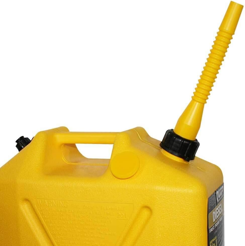 PROQUIP 20L Yellow Plastic Diesel Jerry Fuel Can with Pourer TRUSTED BRAND