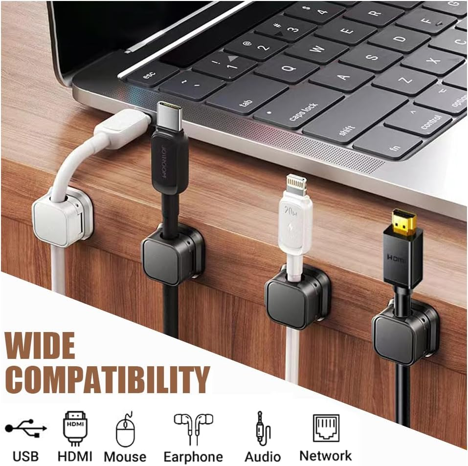 8 Pcs Magnetic Cable Clips Adhesive Cord Management Holder, Charger Cable Tidy Holder Storage Clip, Wire Desk Organizer for Phone, Home Office Kitchen image number 6