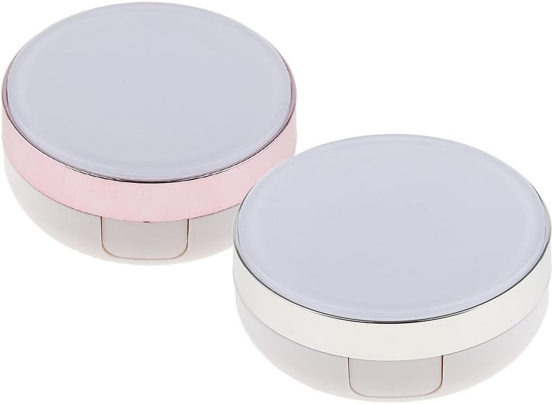 BAOBLADE Empty Luxurious Portable Make-Up Powder Cream Container Air Cushion Puff Case with Powder Puff and Mirror Foundation BB Cream Box Black White Pink Gold Edge - White, as Described image number 6