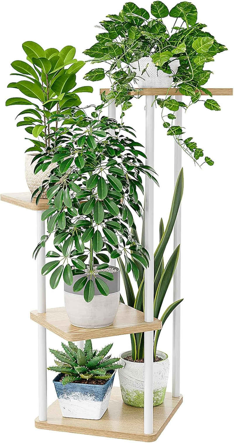 Bamworld Corner Plant Stand Indoor, Tall Metal Plant Shelf for Multiple Plants, 5 Tier Flower Stand for Patio Garden Balcony Living Room Bedroom(White) image number 3