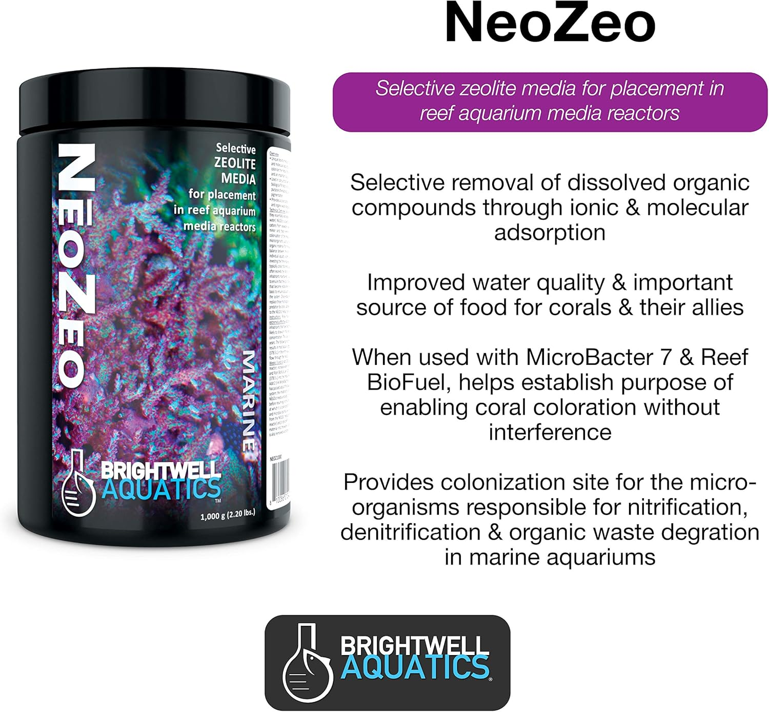 Brightwell Aquatics ABANEOZ1000 Neo Zeo Filter Media, 2.2-Pound image number 1