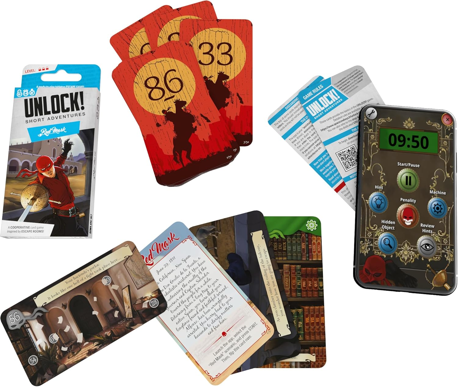 SPACE Cowboys | Unlock! Short Adventures 7: Red Mask | Escape Room Card Game | Ages 10+ | 1-6 Players | 45 Minutes Playing Time image number 2