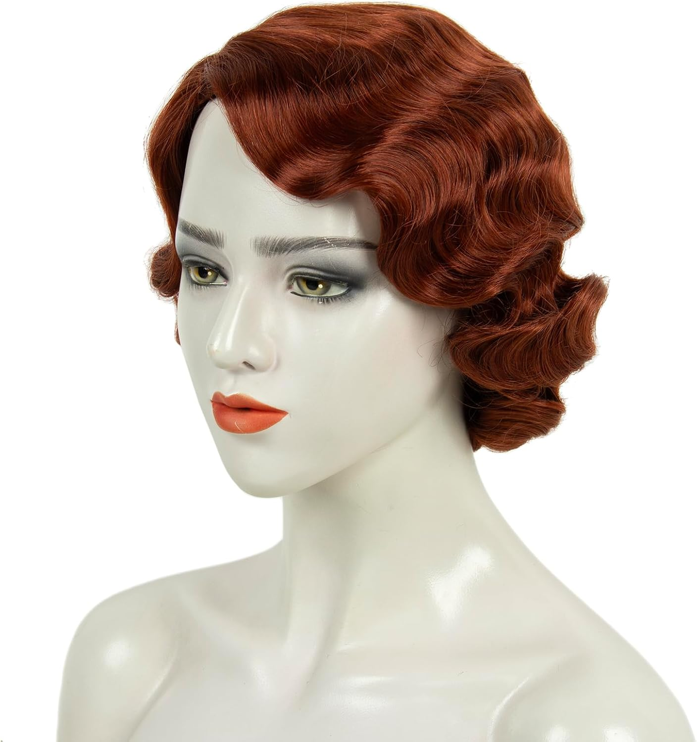 MEDISIFA Short Red 1920S Wig for Women Gatsby Roaring 20S Finger Wave Party Synthetic Full Vintage Wigs for Womens Lady Cosplay Costume Fancy Dress 1920 Flapper Wig - Black,Rose image number 6