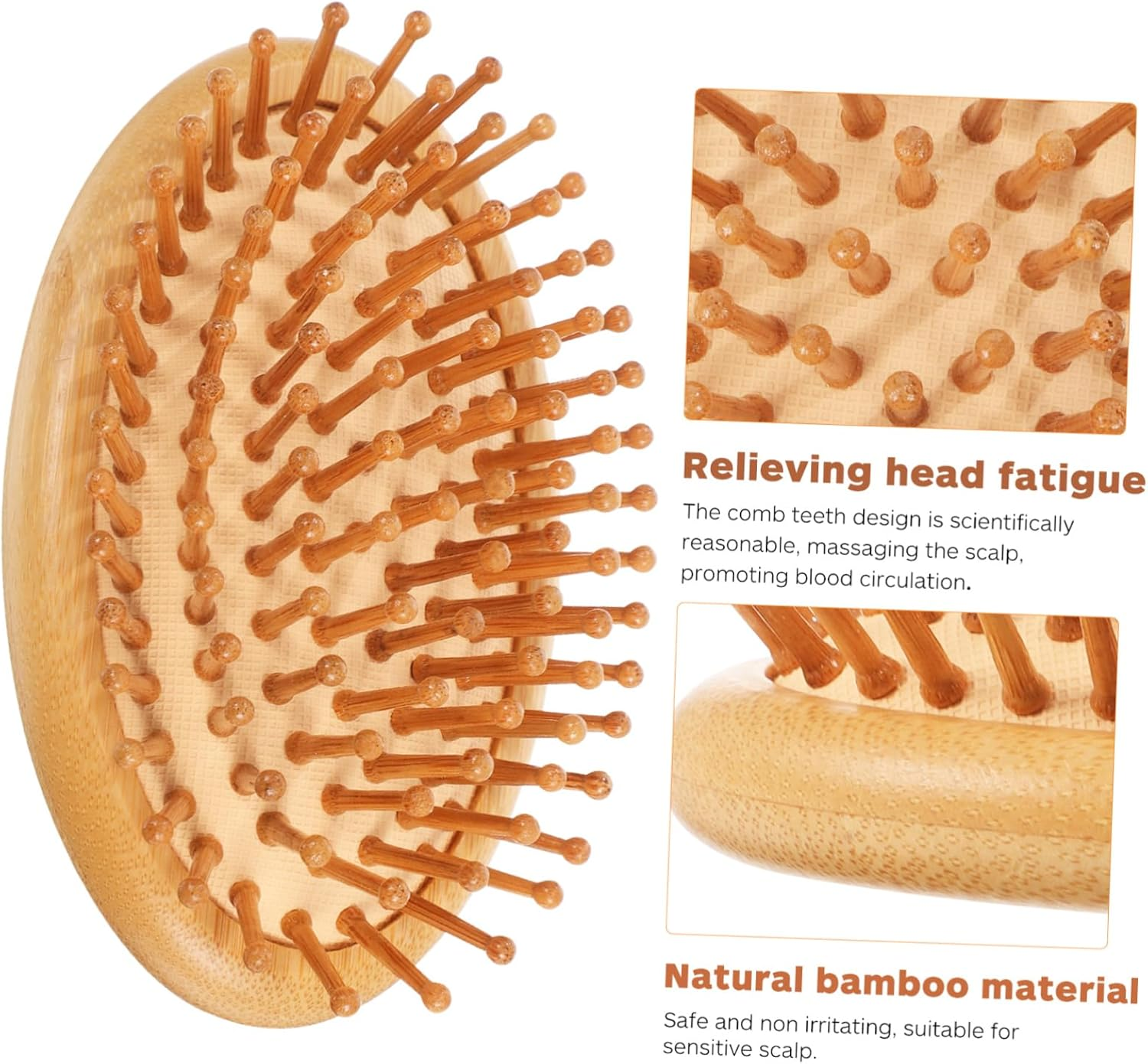 Garneck Bamboo Scalp Massager Comb Natural Hair Brush for Detangling Smoothing Safe for Adults Lightweight Portable Hair Care Tool for Home Travel image number 2